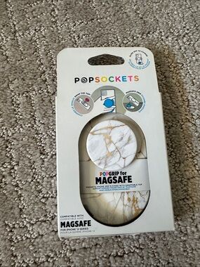 PopSocket PopGrip for MagSafe White Marble with Gold Veins